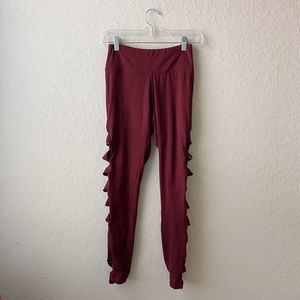 Maroon Leggings with twist detail on sides